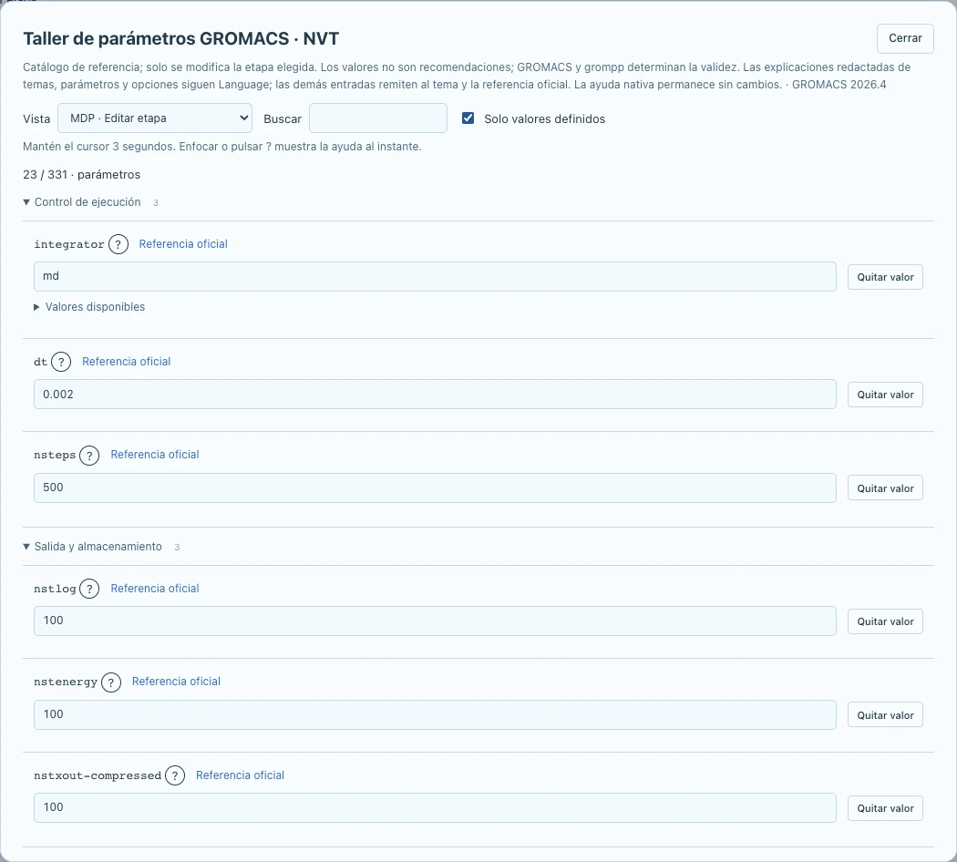 Ajustar los parámetros de simulación. Interfaces reales de desarrollo con ajustes de demostración y tareas simuladas. No se inició ningún cálculo real.