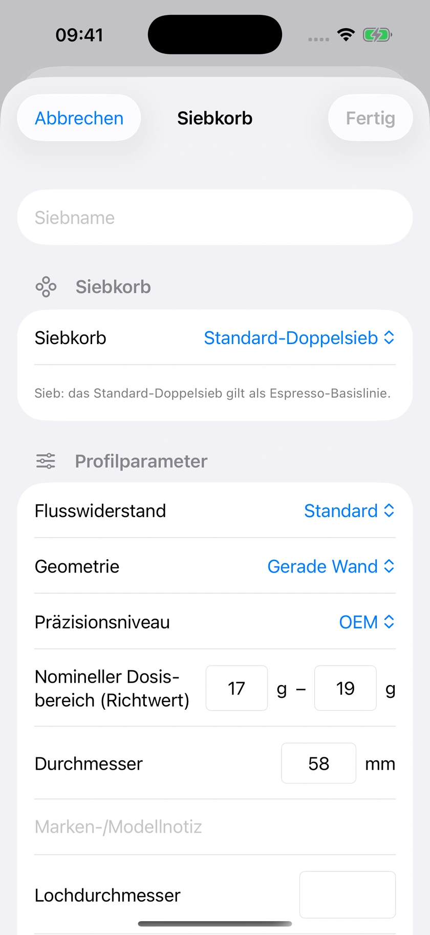 Abbildung 19 | Siebmaße