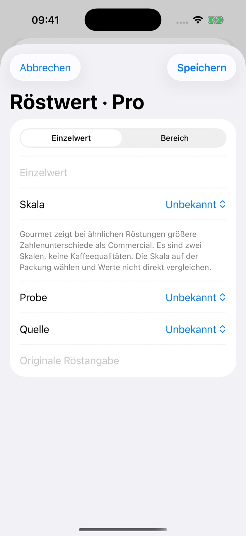 Abbildung 14 | Numerische Röstangaben