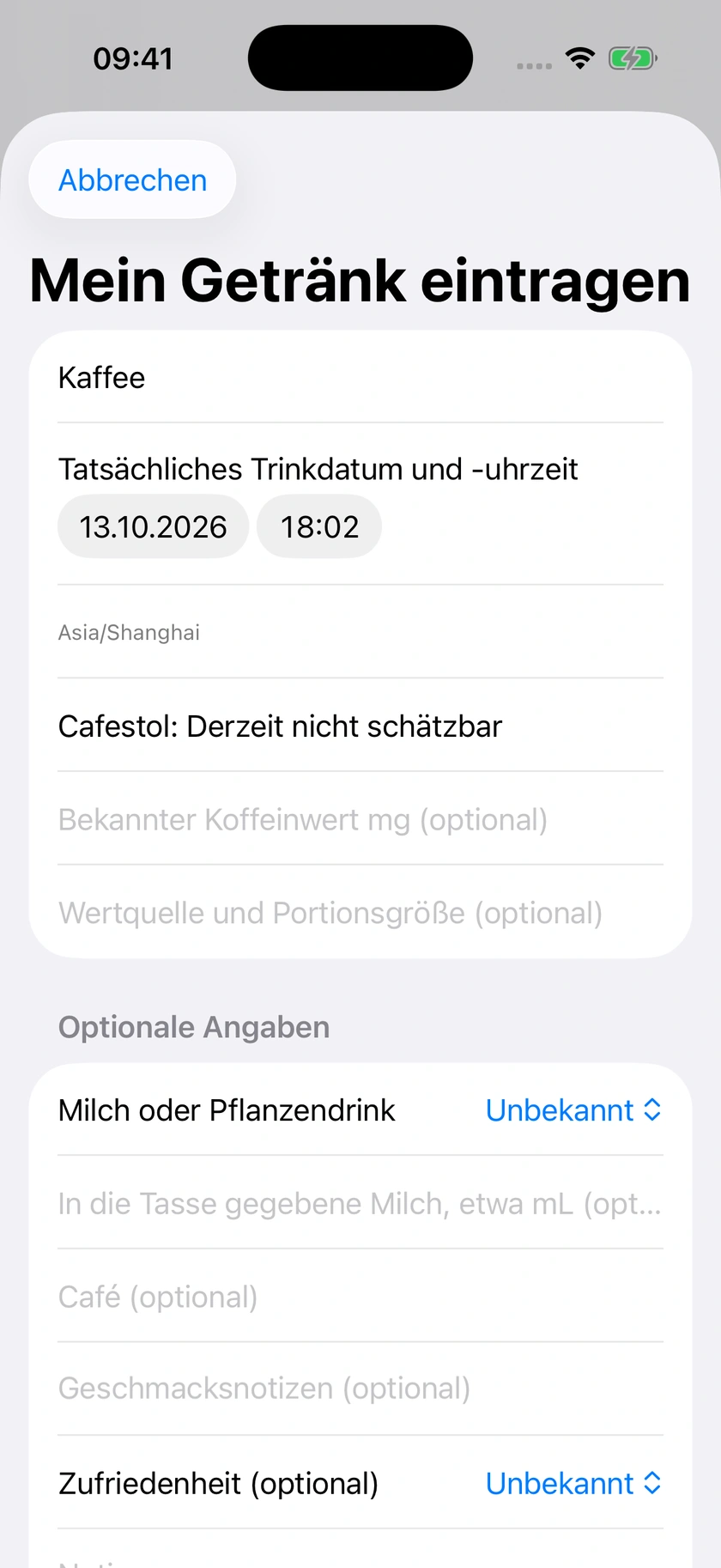 Abbildung 51 | Getränk erfassen