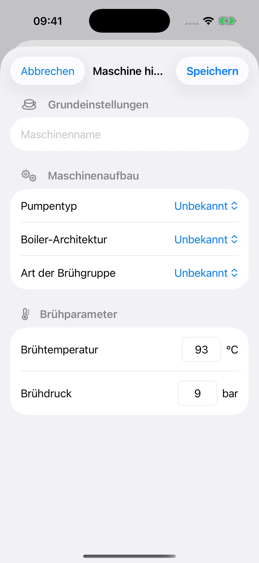Abbildung 16 | Maschinenprofil und Standards