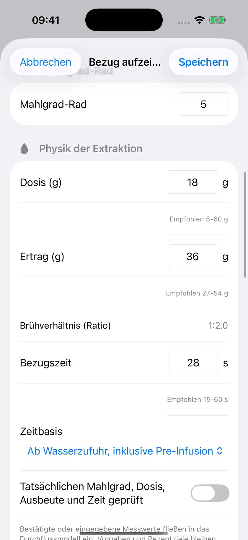 Abbildung 23 | Präinfusion und Zeitbezug
