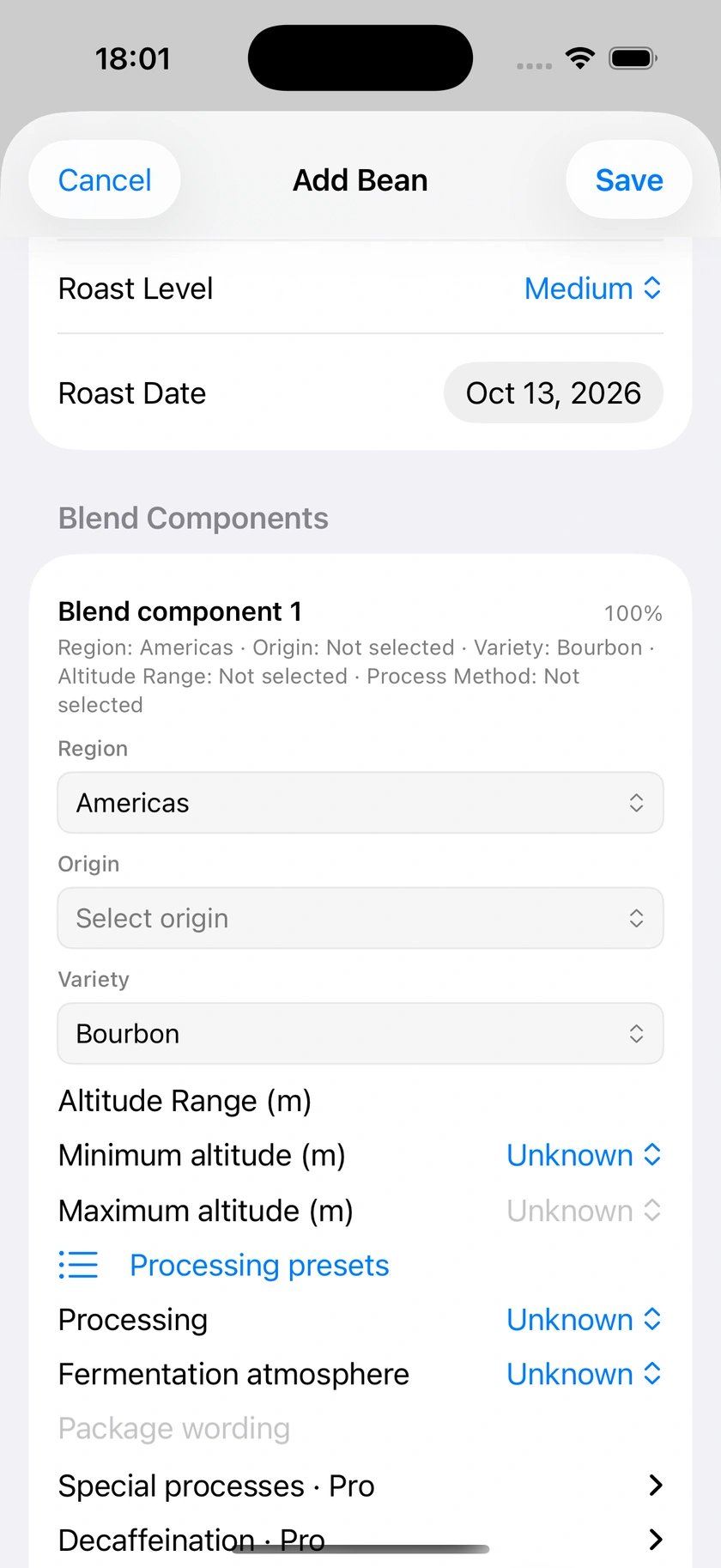 Figure 9 | Blend components and default recipes