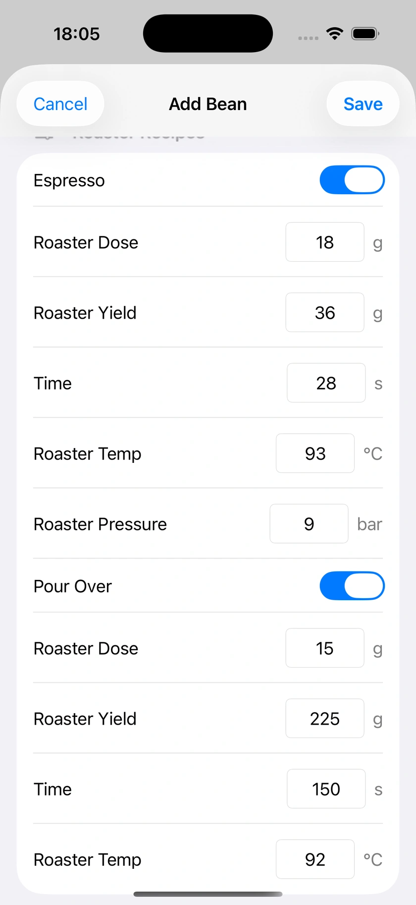 Figure 11 | Blend components and default recipes