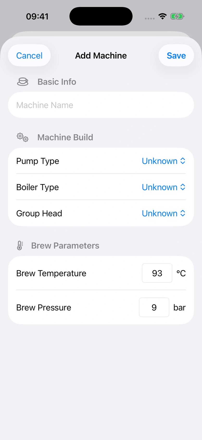 Figure 16 | Machine profile and defaults