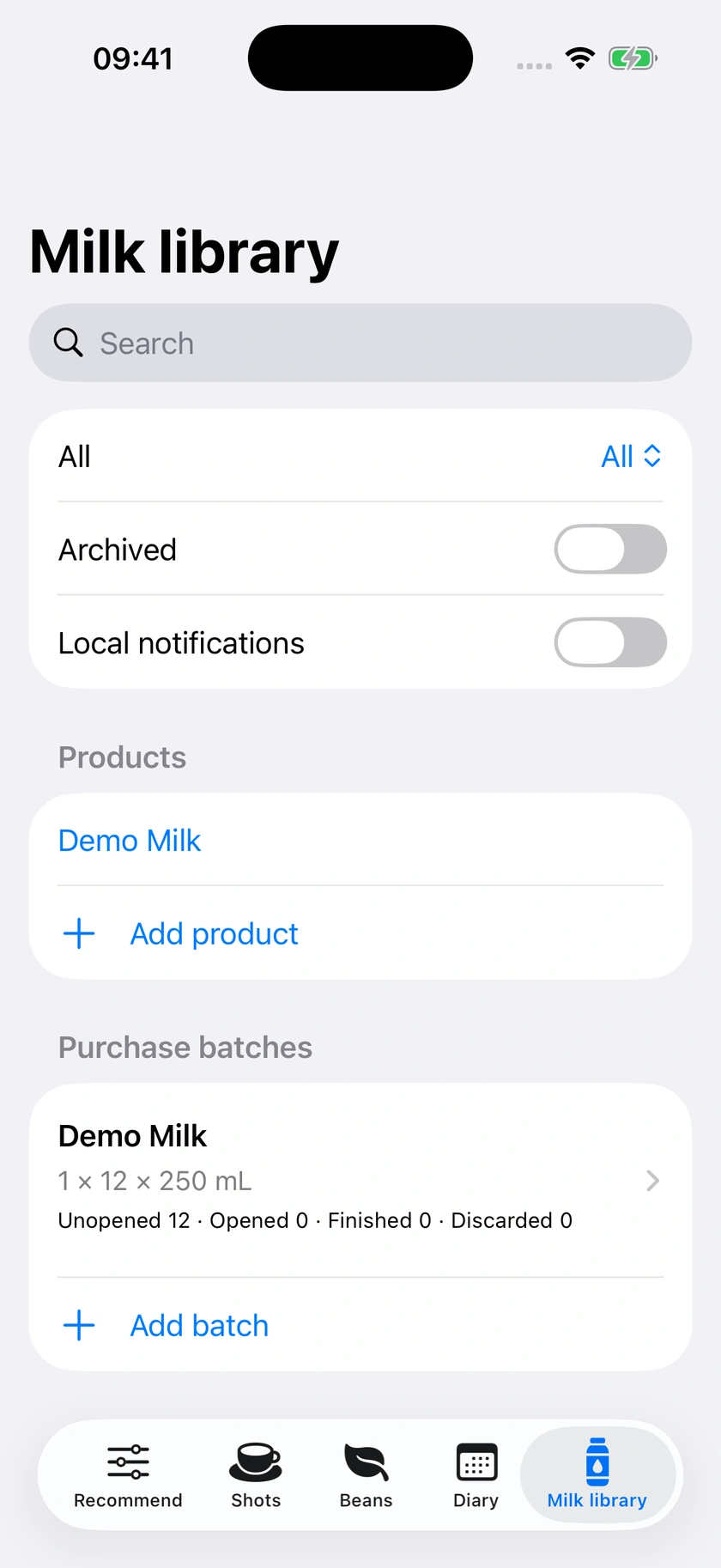 Figure 56 | Milk batch in version 2.2.1