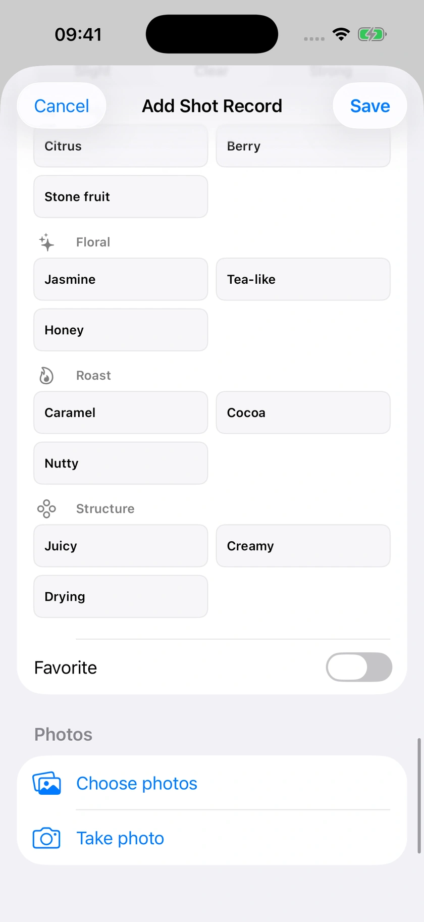 Figure 35 | Flavor table and written notes