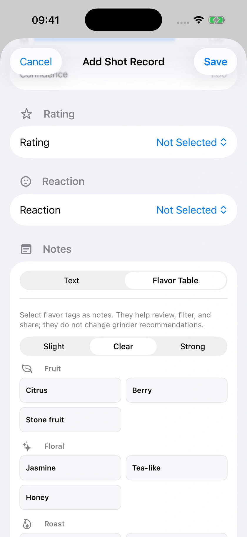 Figure 34 | Flavor table and written notes