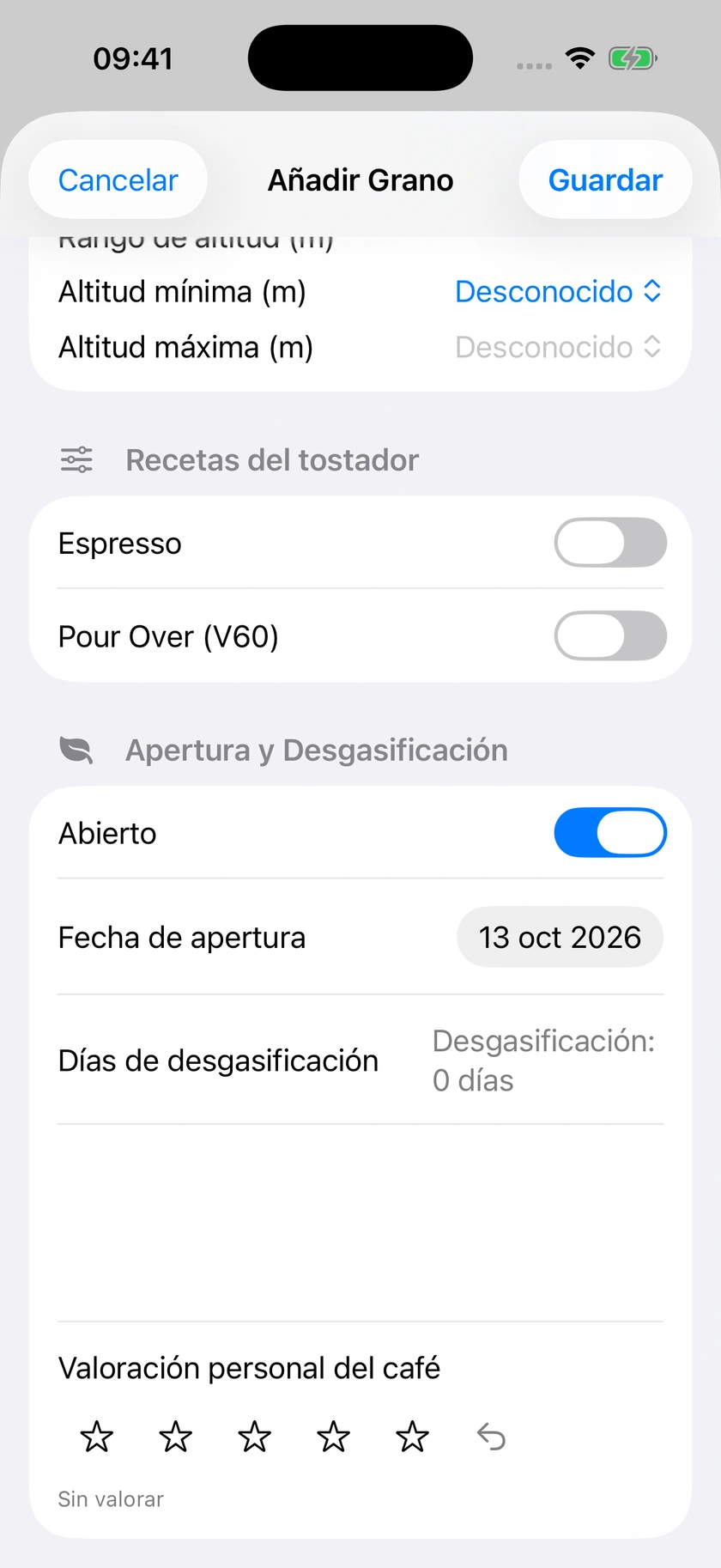 Figura 12 | Apertura, coste unitario y archivo