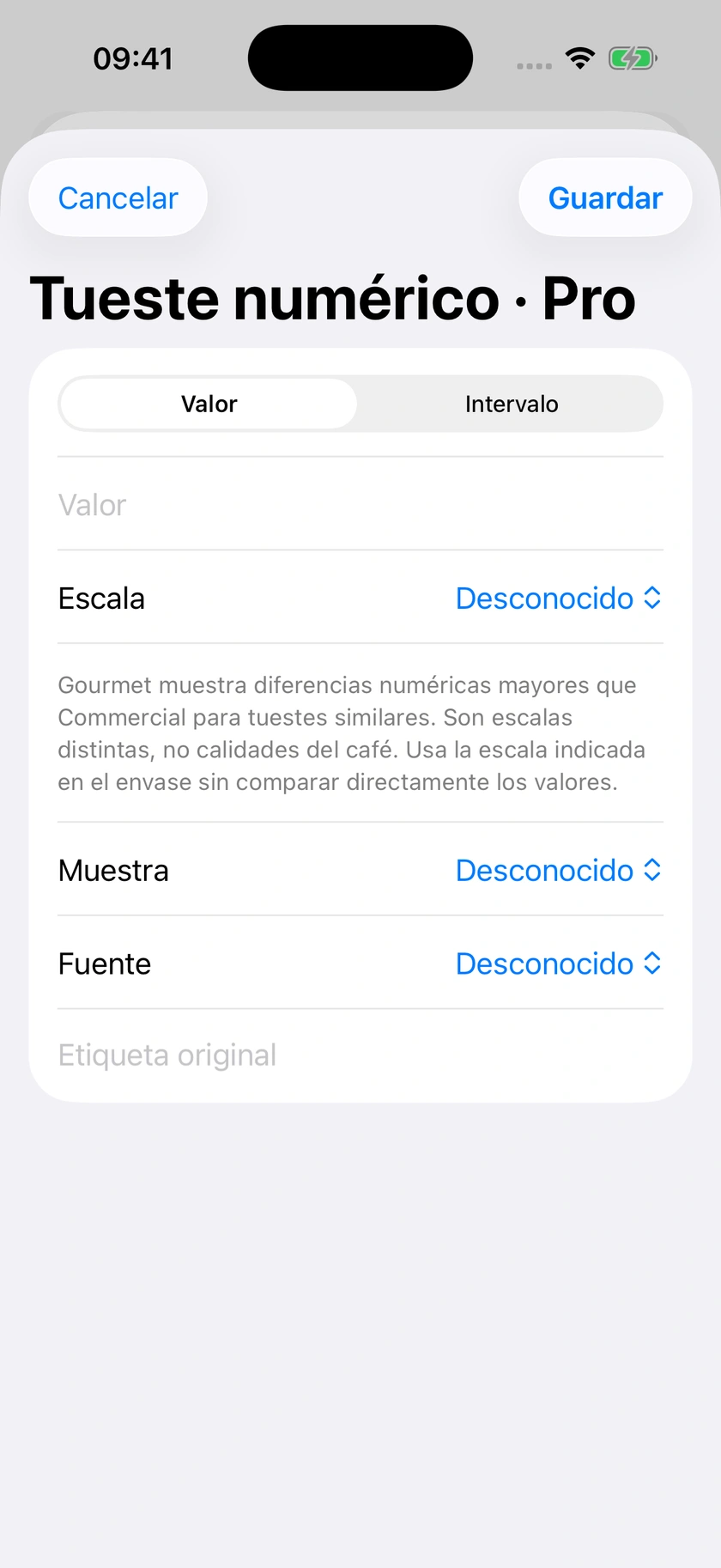 Figura 14 | Información numérica de tueste