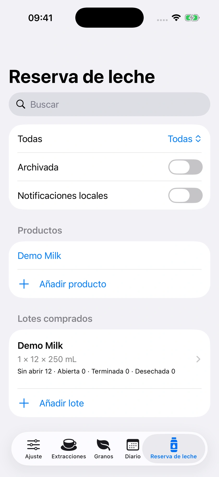 Figura 56 | Lote de leche en la versión 2.2.1