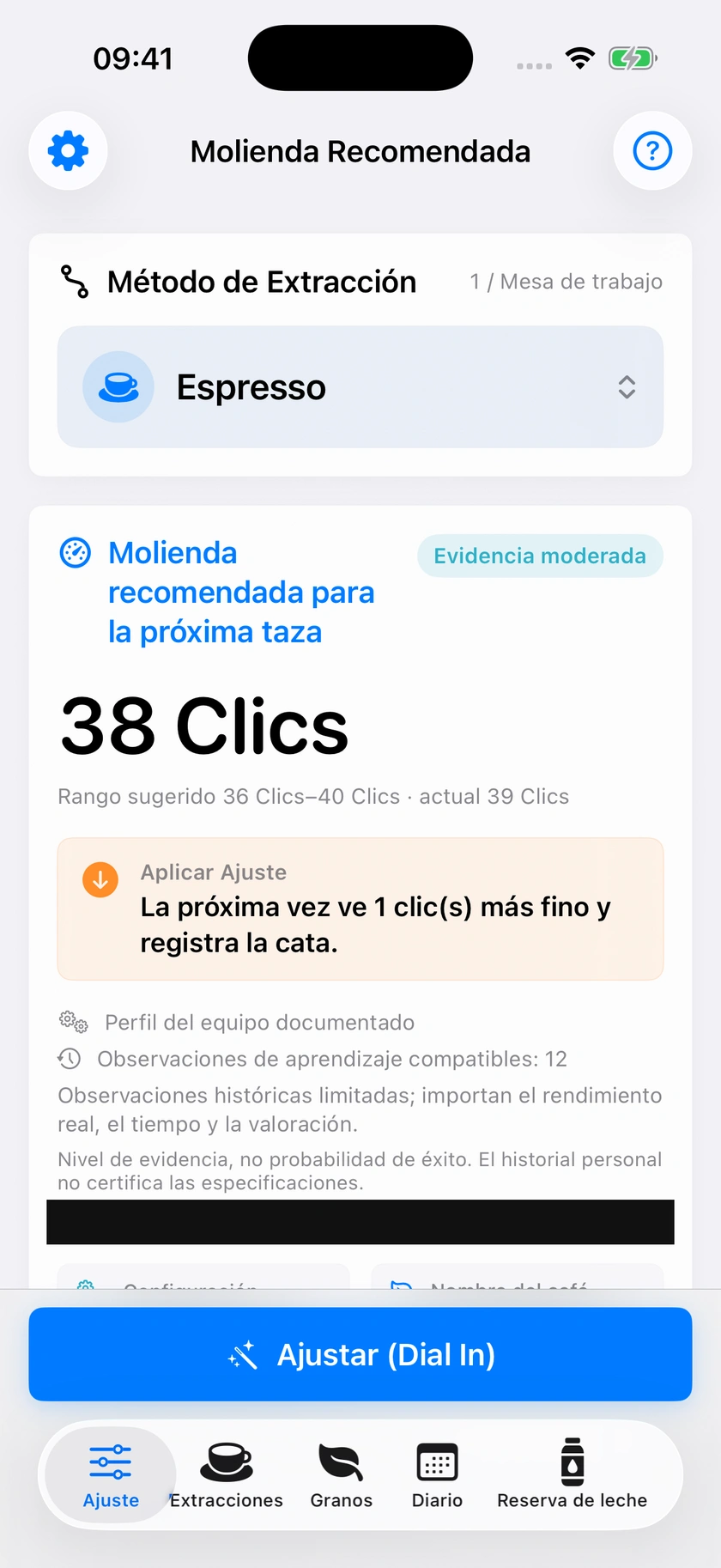 Figura 2 | Primera recomendación y adición de un registro