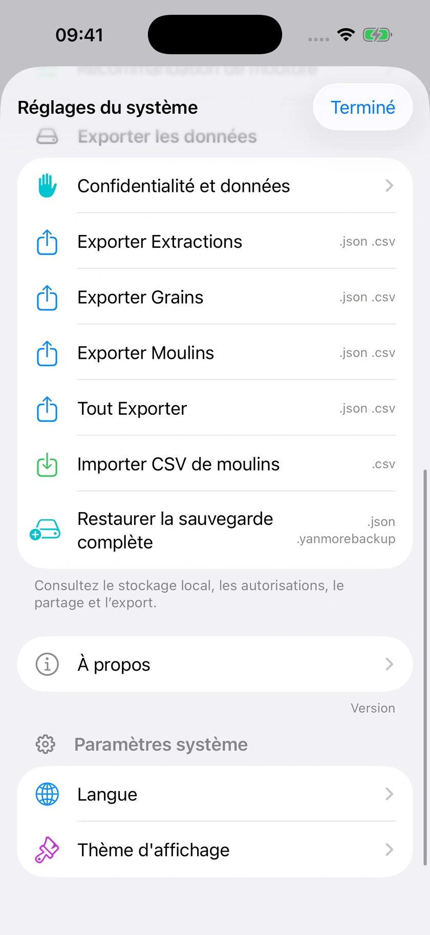 Figure 45 | Export et restauration