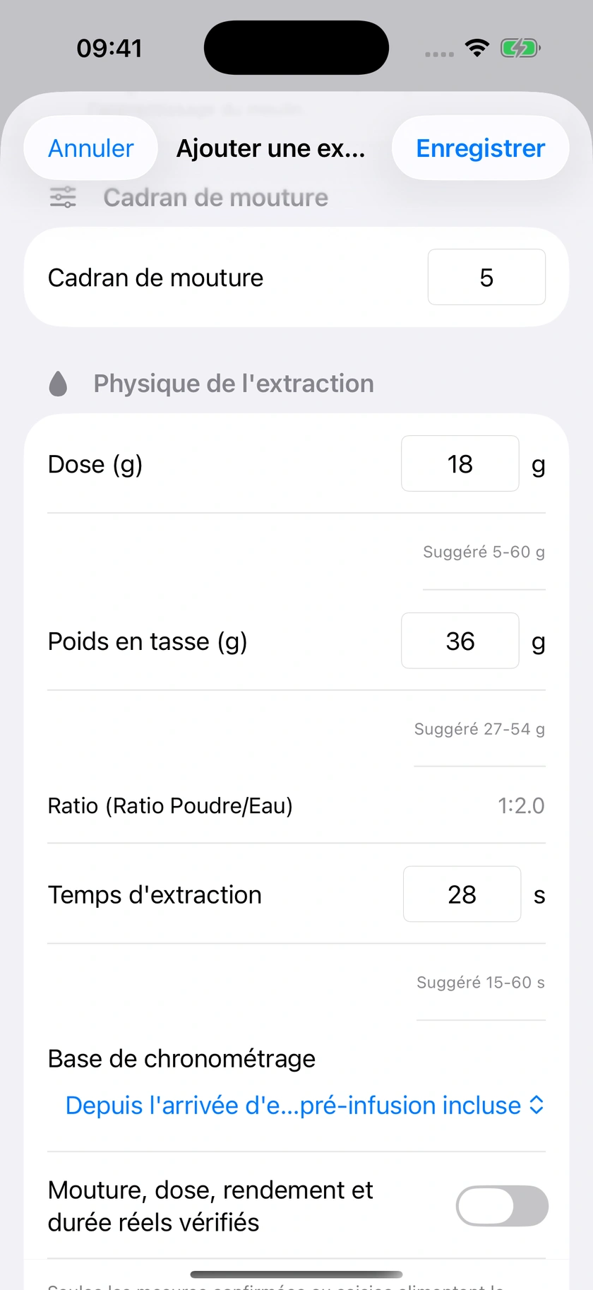 Figure 23 | Préinfusion et chronométrage