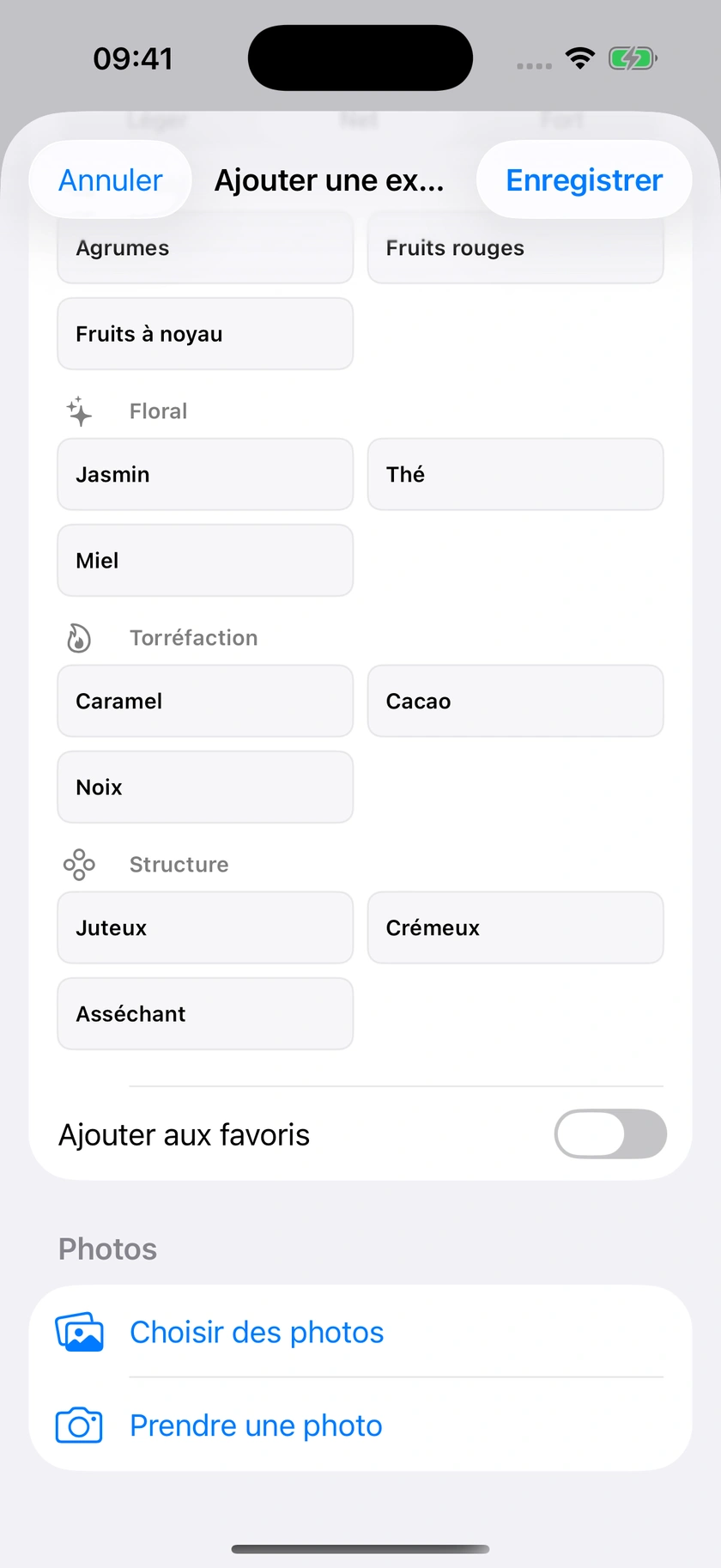 Figure 35 | Consigner les arômes et leur intensité