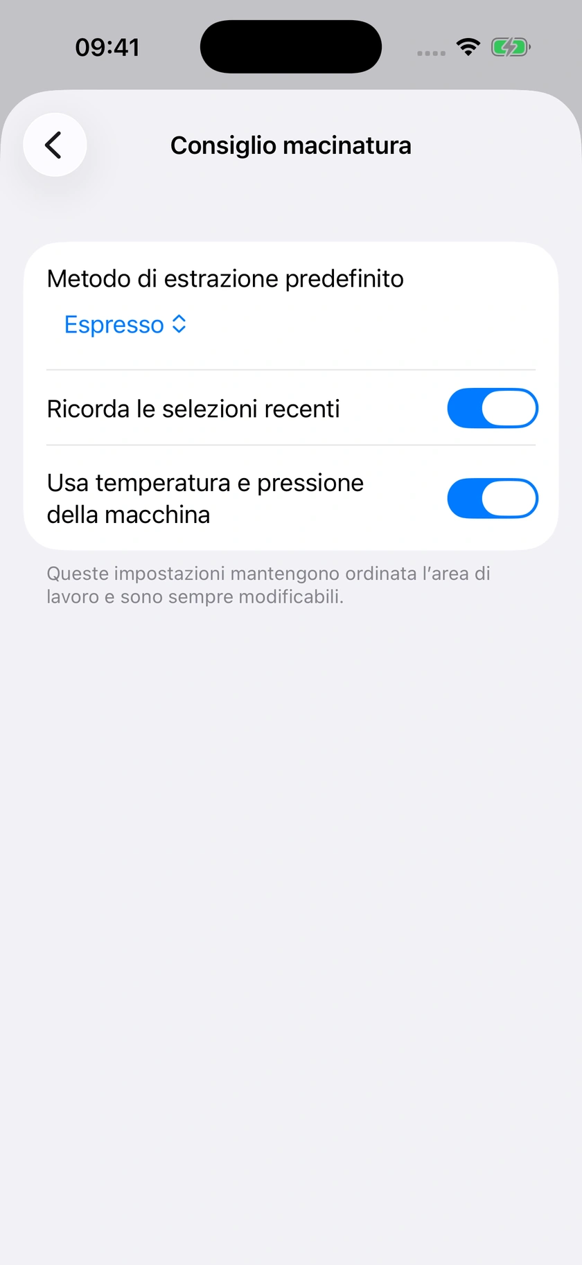 Figura 44 | Valori predefiniti dei consigli