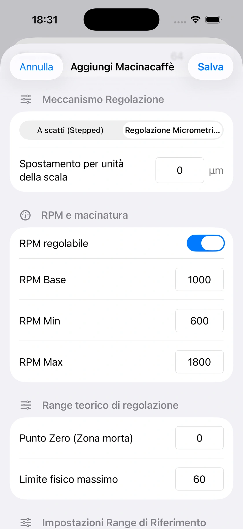 Figura 6 | Scala, doppia modalità e attrezzatura archiviata