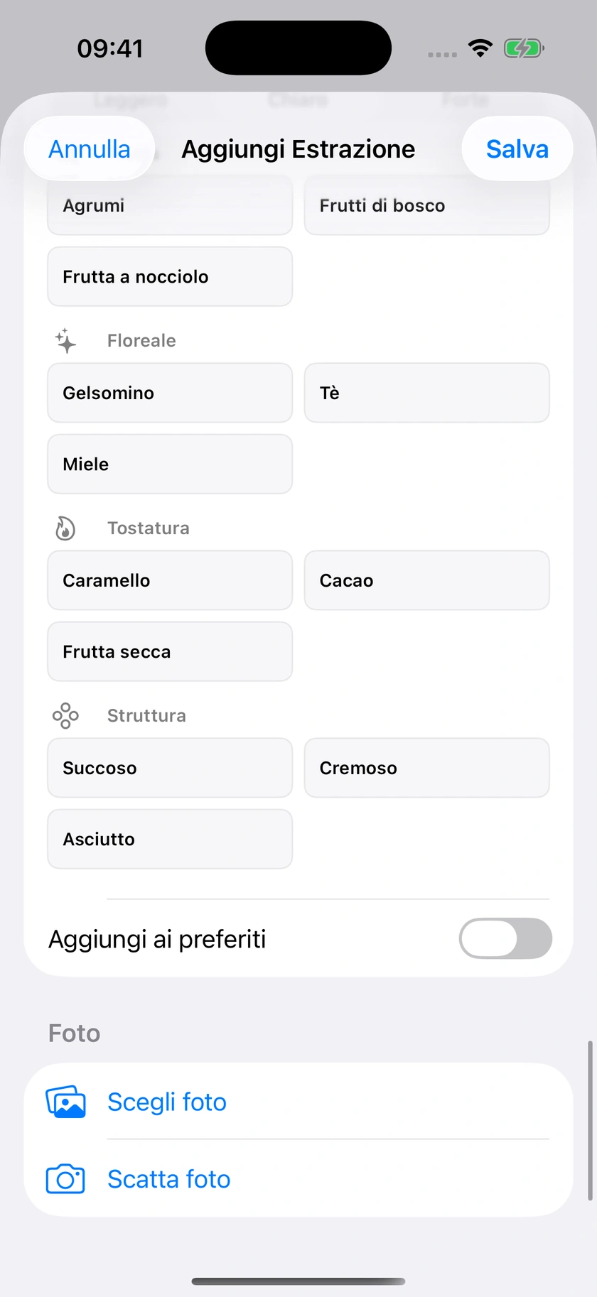Figura 35 | Tabella aromatica e note scritte