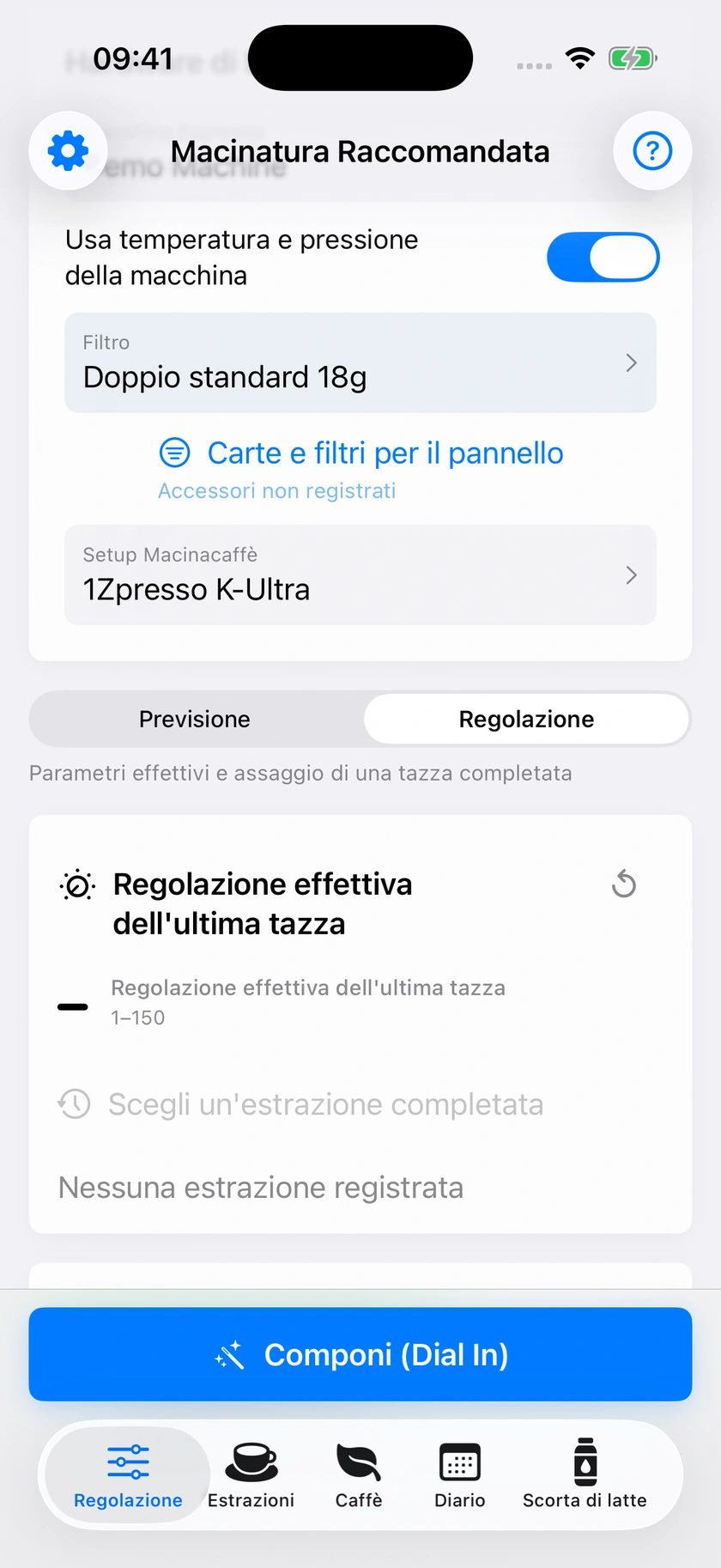 Figura 21 | Preparare un caffè e regolare quello precedente