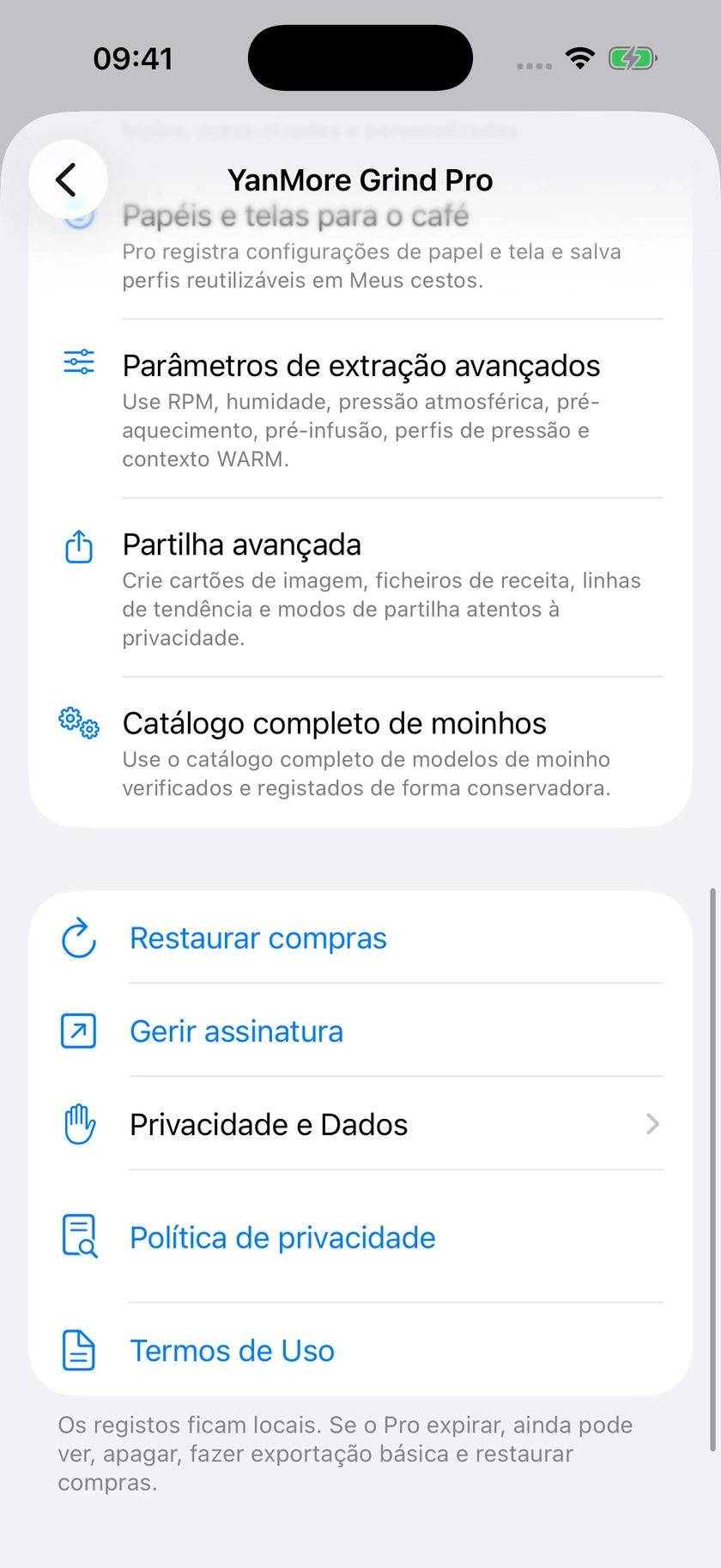 Figura 50 | Free, Pro e restauro de compras