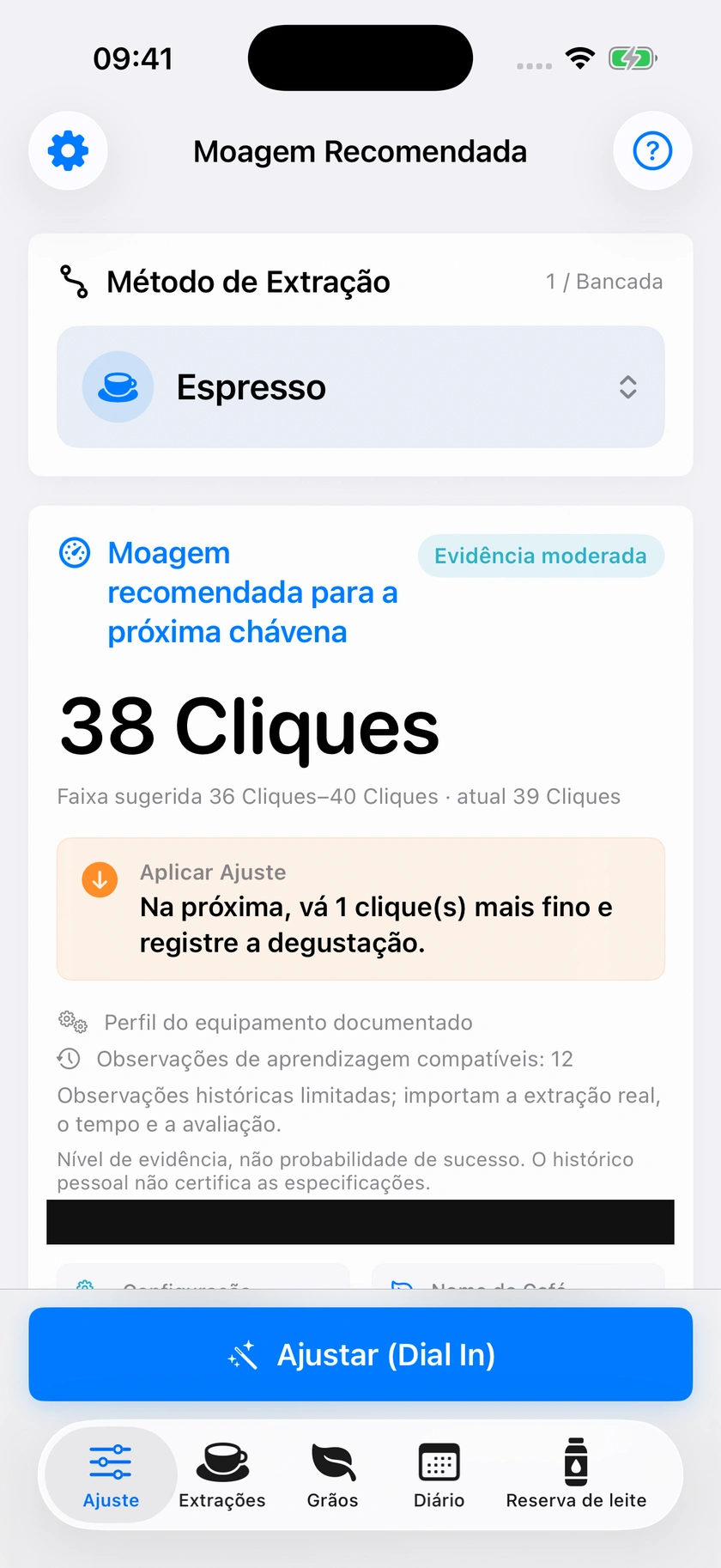 Figura 2 | Primeira recomendação e adição de um registo