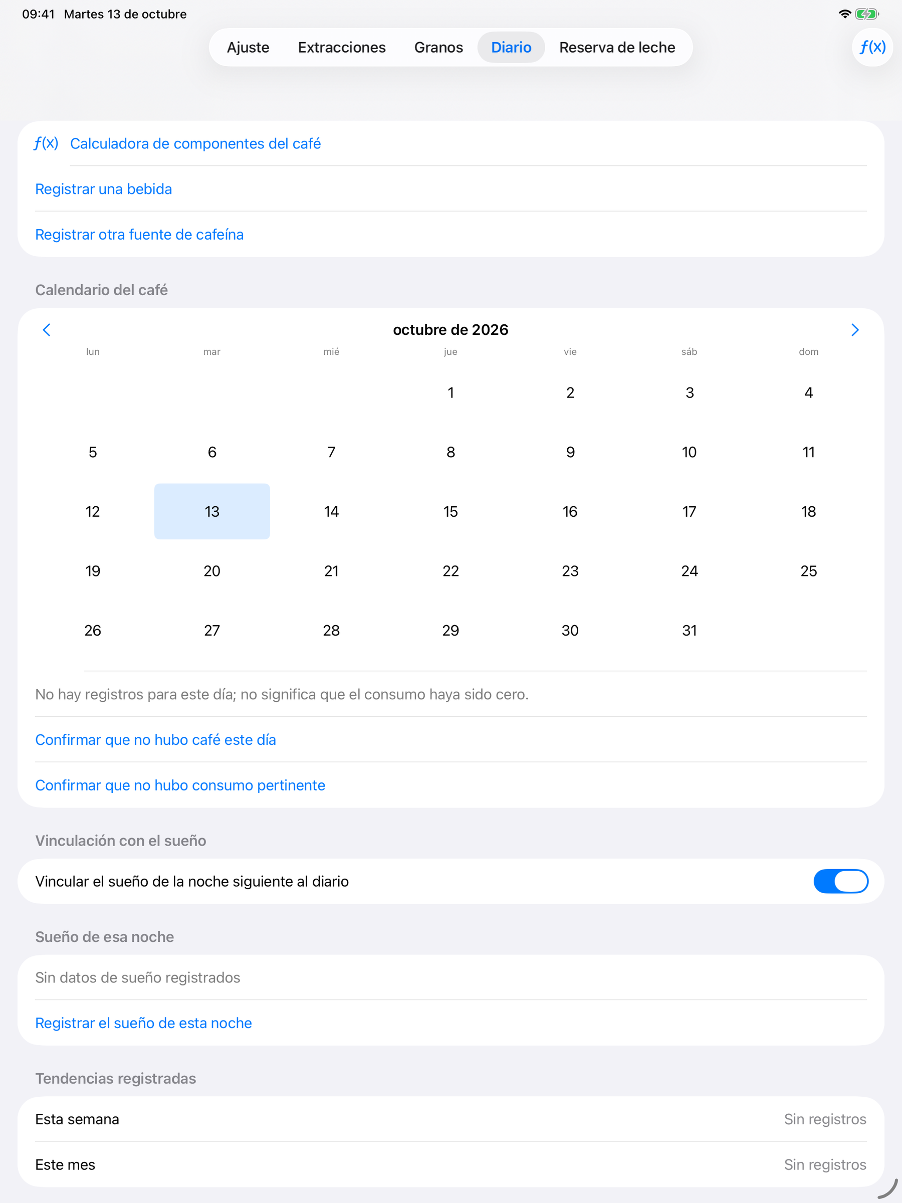 YanMore Grind — Diario de café en iPad
