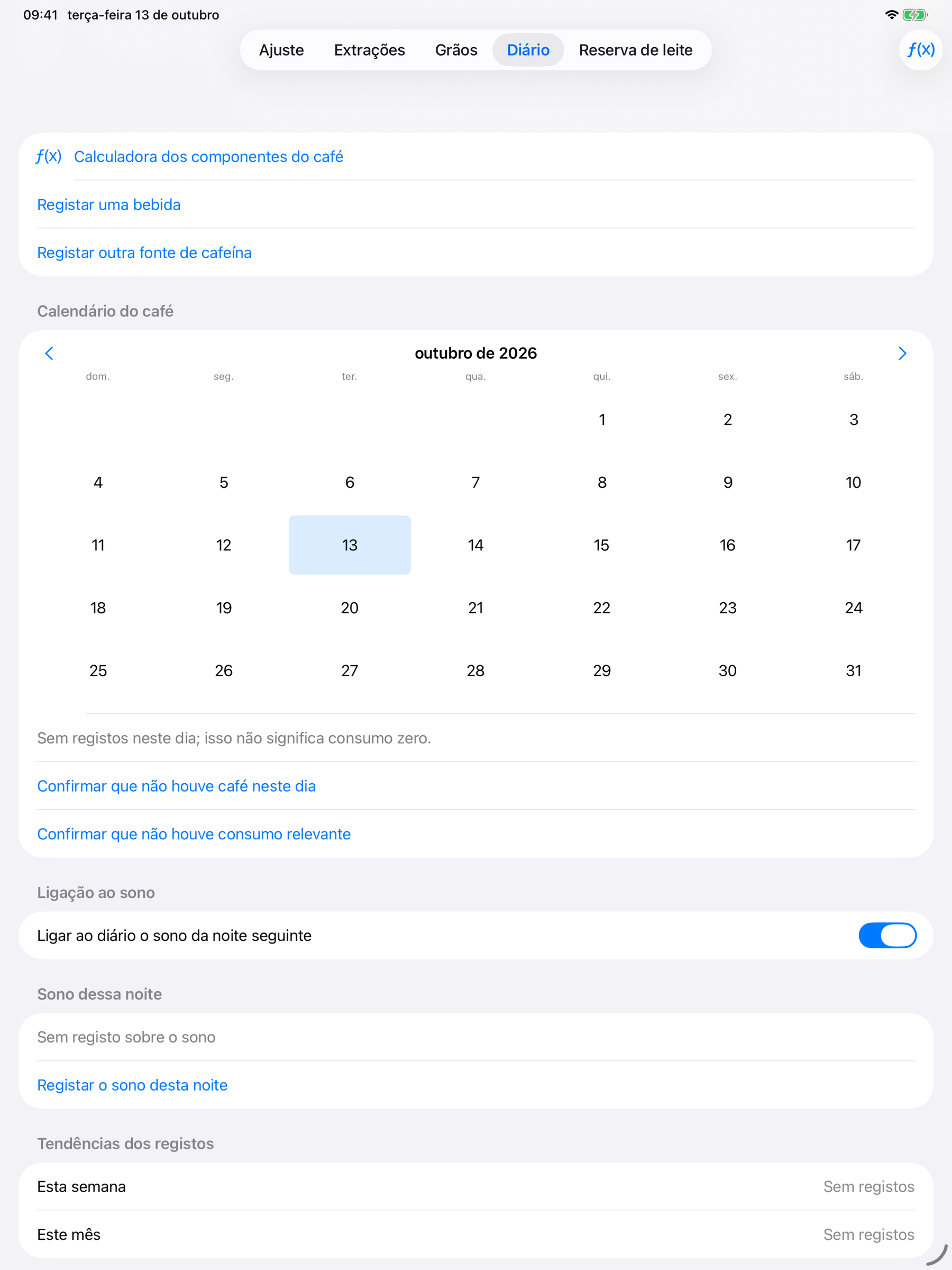 YanMore Grind — Diário de café no iPad