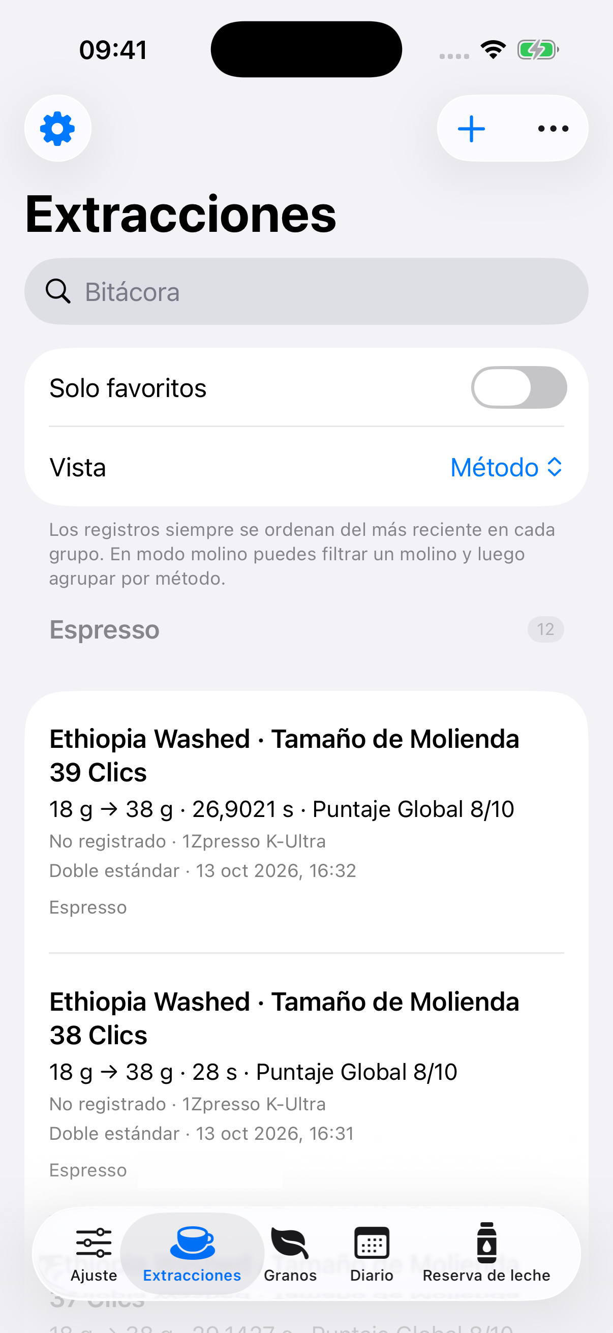 YanMore Grind — Historial de preparaciones
