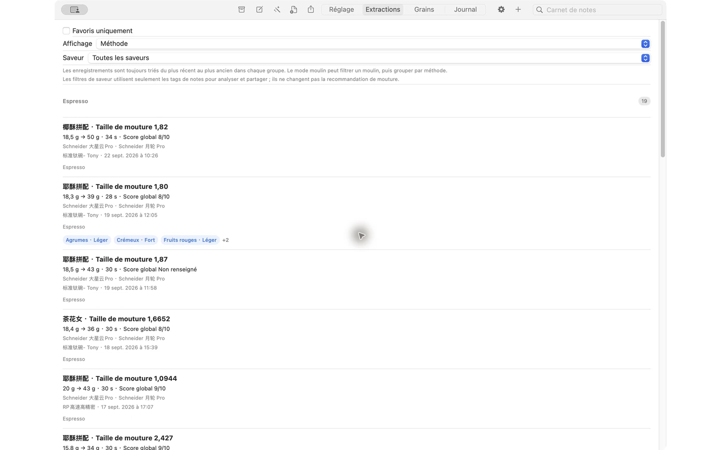 YanMore Grind — Historique sur Mac