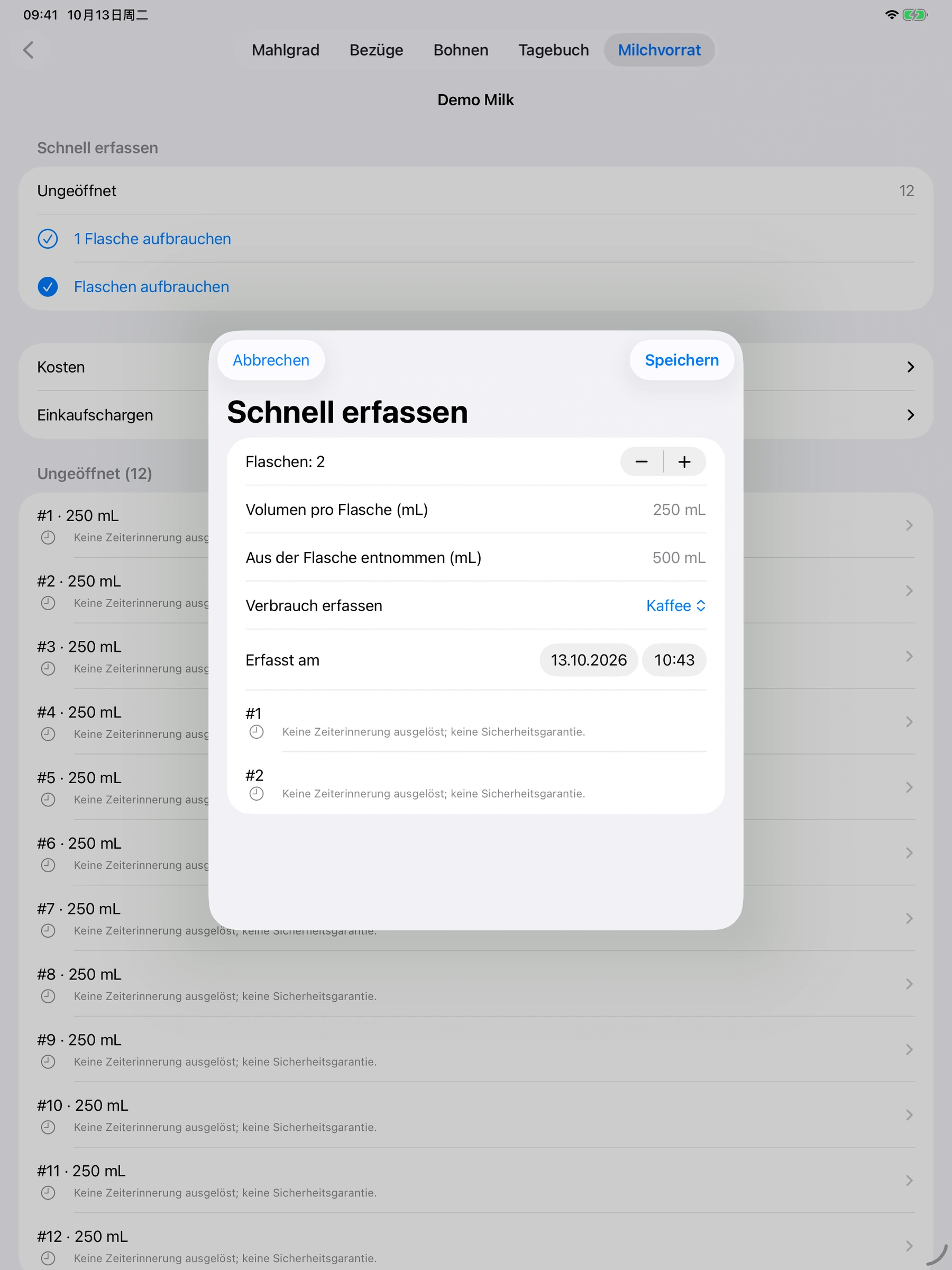 YanMore Grind — Ganze Flaschen auf dem iPad