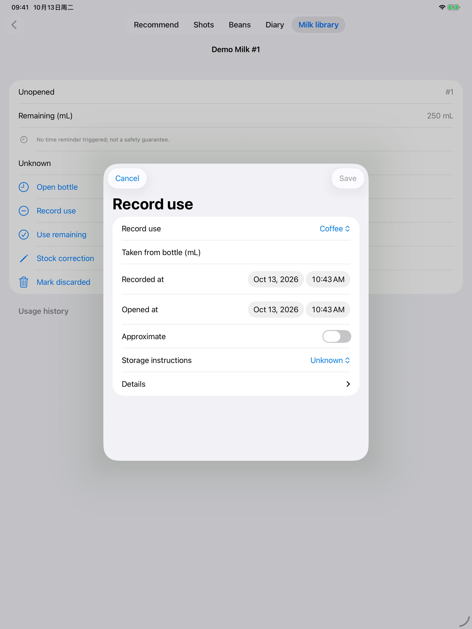 YanMore Grind — iPad milk use