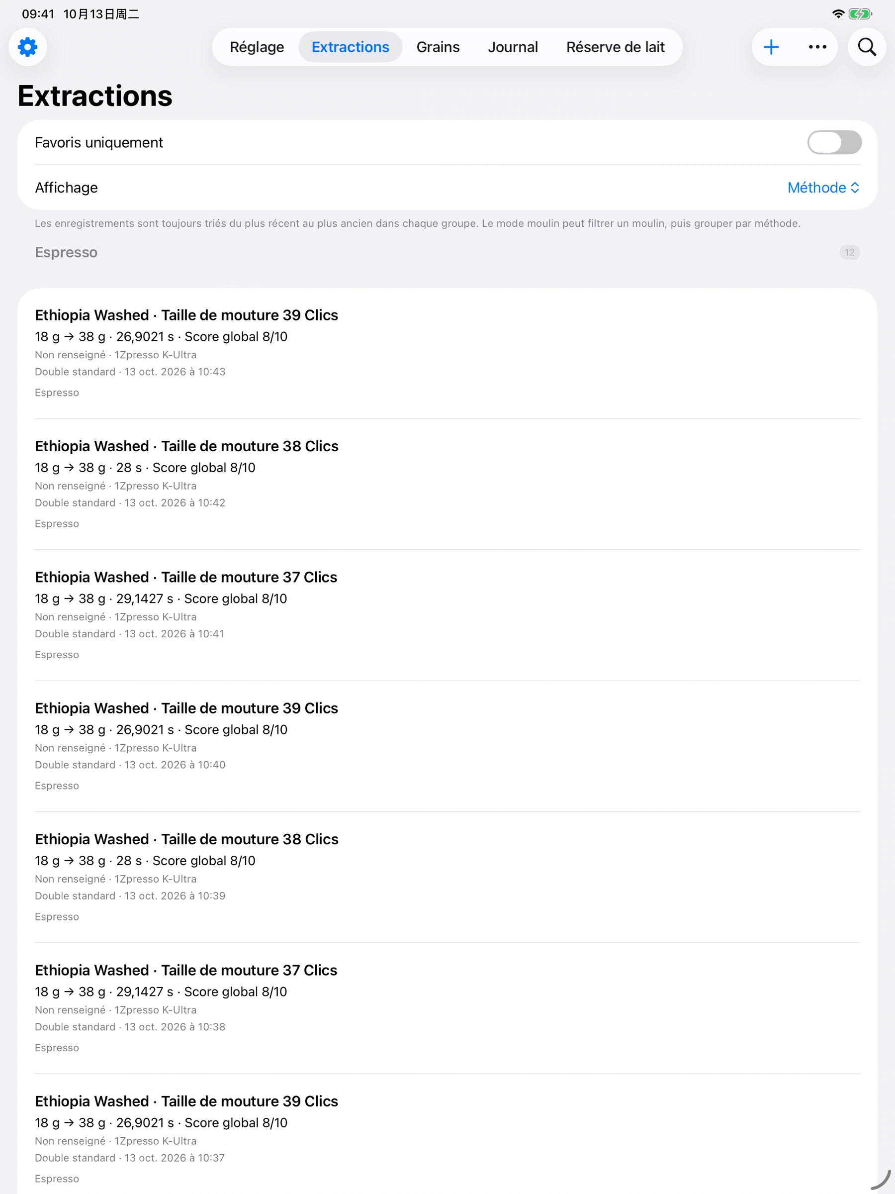 YanMore Grind — Historique sur iPad