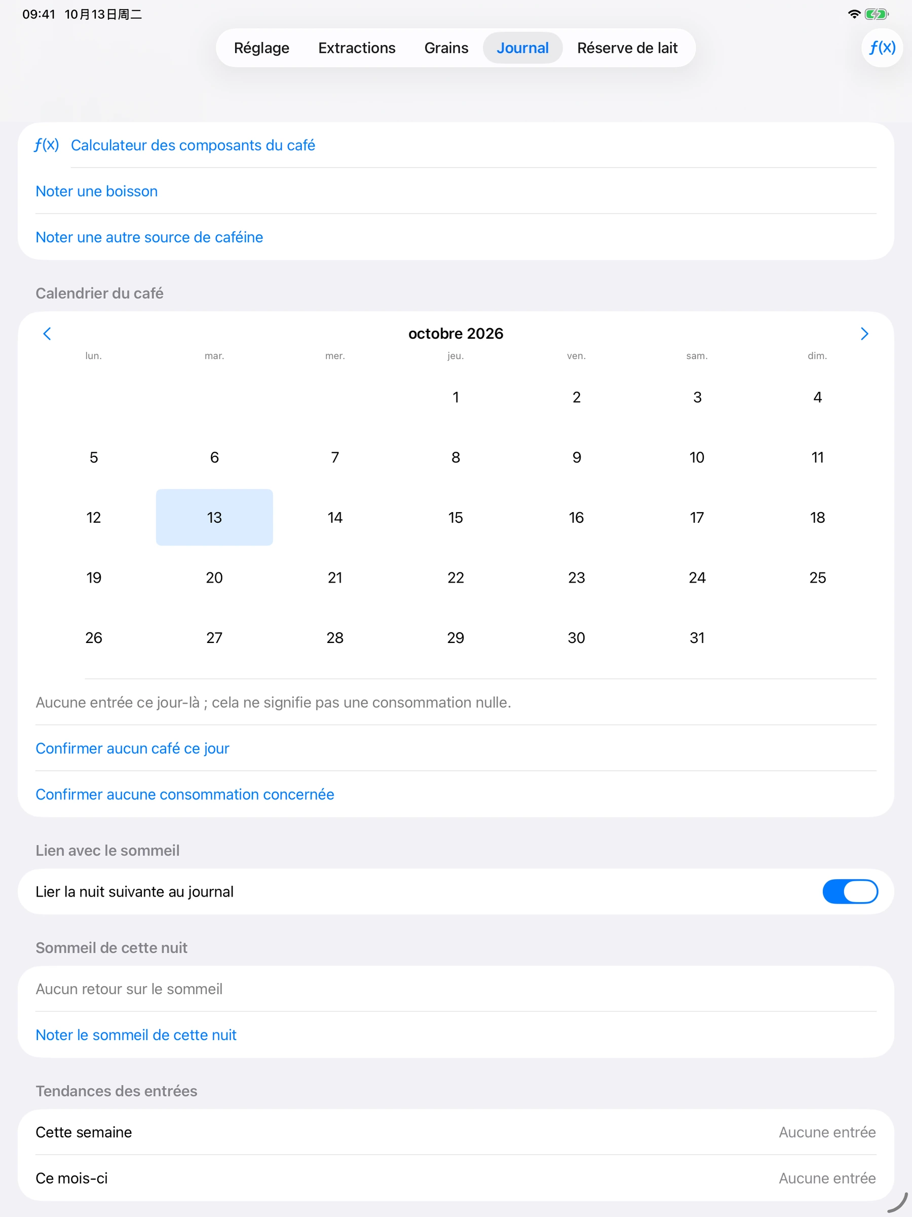 YanMore Grind — Journal café sur iPad