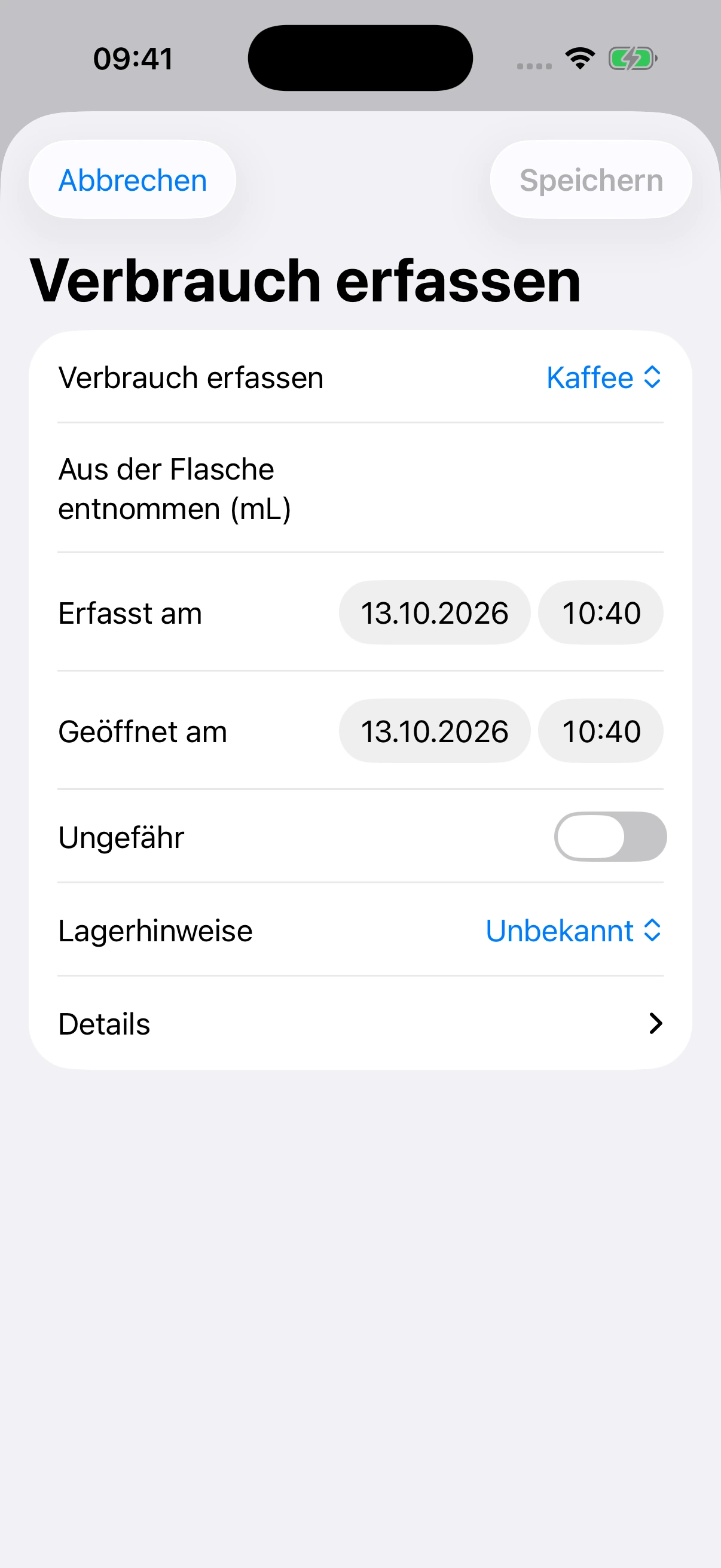 YanMore Grind — Milchverbrauch in Millilitern