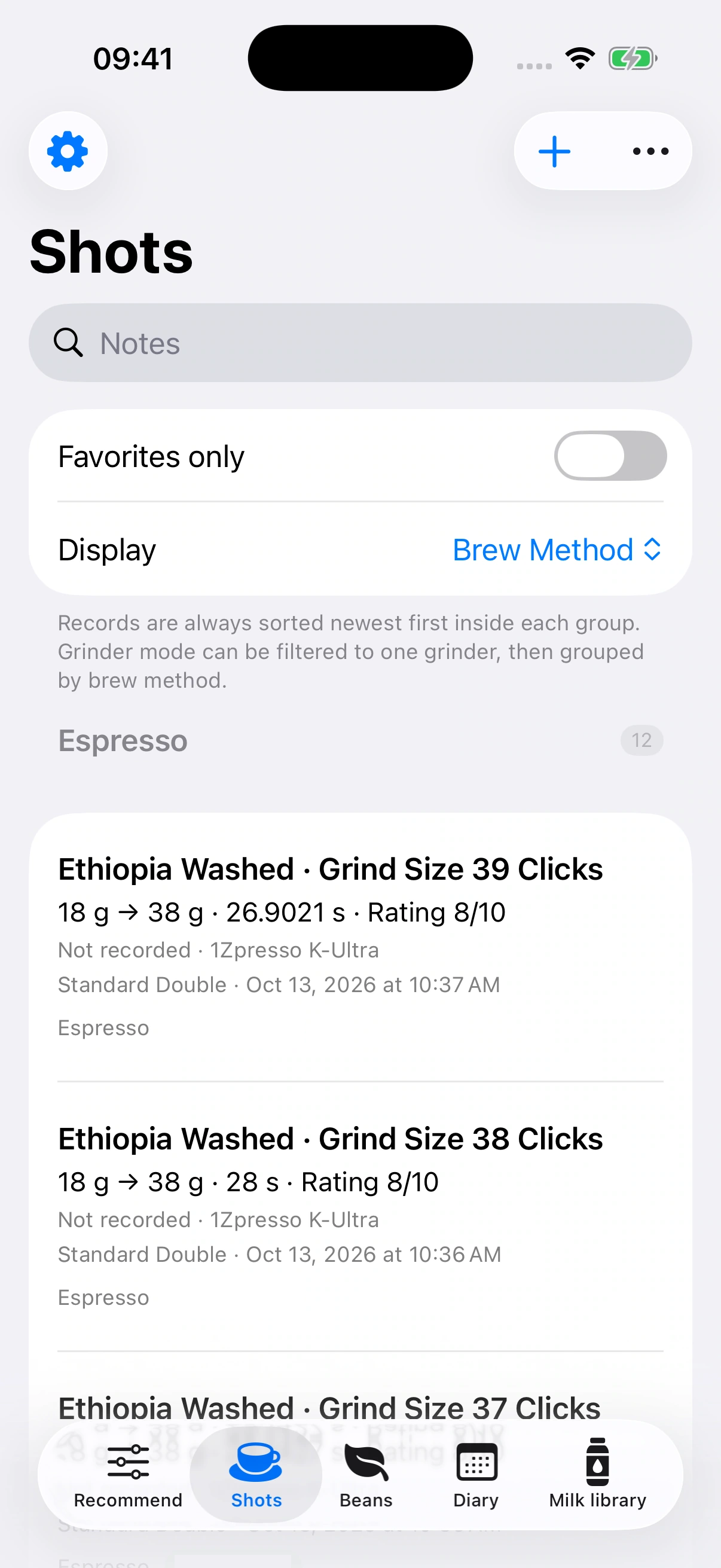 YanMore Grind — Brew history