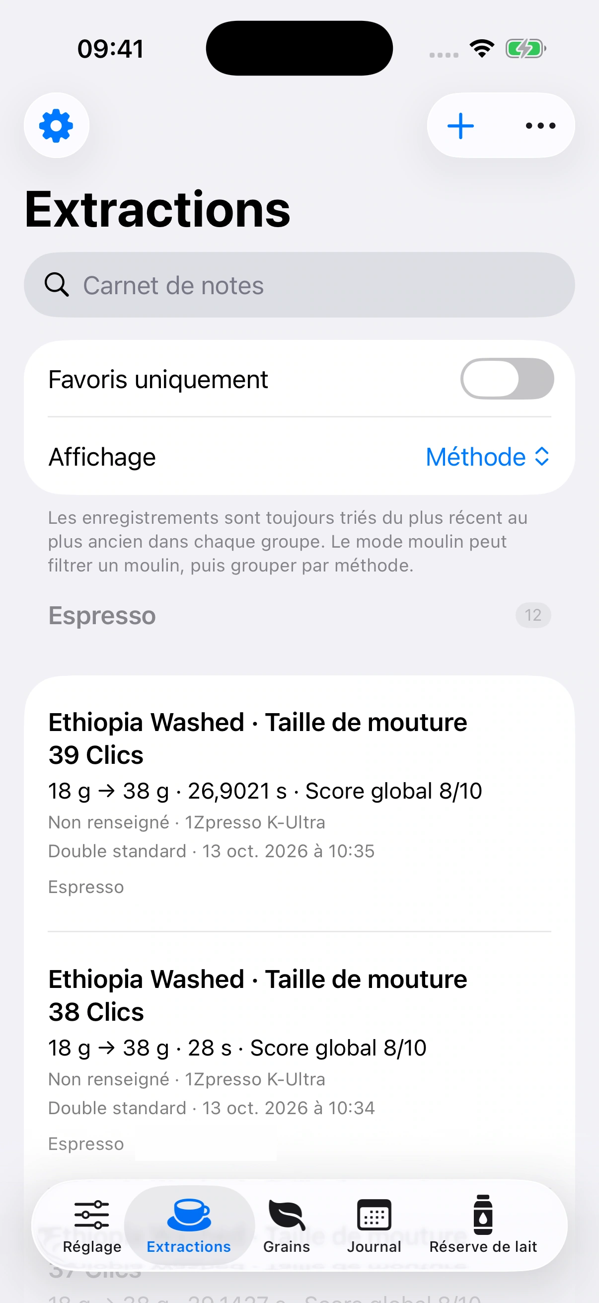 YanMore Grind — Historique des extractions